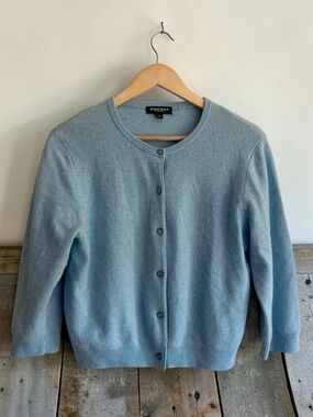 REPEAT 100% Cashmere Women’s Sz Large Blue Cropped Cardigan Sweater